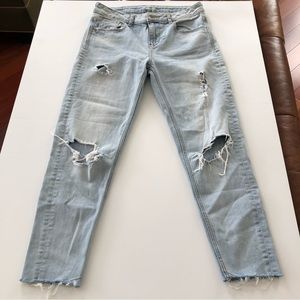 Zara Ripped Crop Denim Jeans